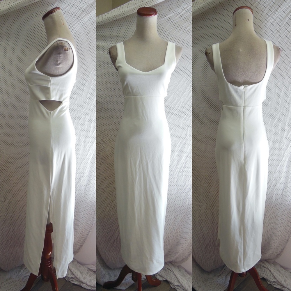 NEW LULUS Captivate My Soul WHITE Cutout BODYCON Stretchy COCKTAIL Midi DRESS S - Picture 2 of 16